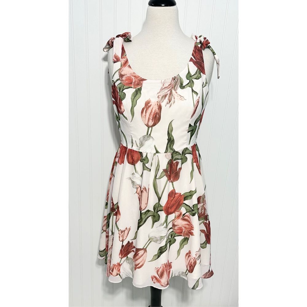 Anthropologie Paper Crown‎ Tulipa Double Tie Sleeveless Party Mini Dress Large - Picture 3 of 13